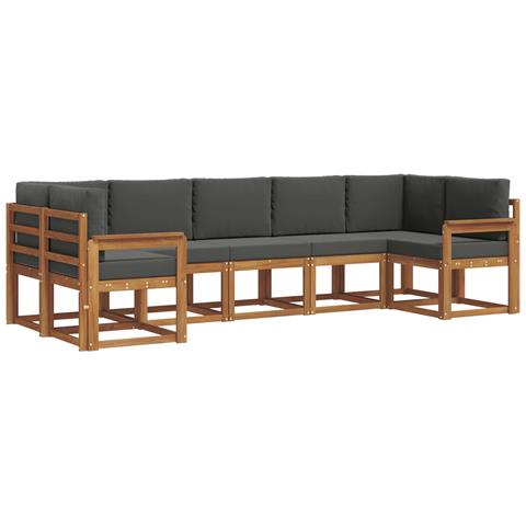 Set di divani da esterno con cuscino 7 pcs Naturale e Antracite - Foto 1