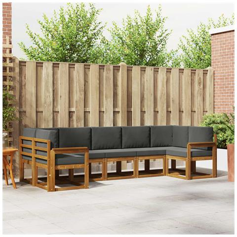 Set di divani da esterno con cuscino 7 pcs Naturale e Antracite - Foto 2