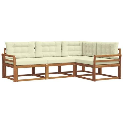 Set di divani da esterno con cuscino 4 pcs Naturale e Crema - Foto 1