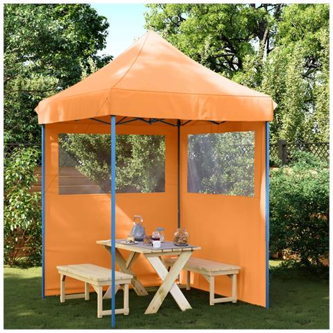 Tendone per Feste Pieghevole Pop-Up con 2 Pareti Arancione - Foto 2