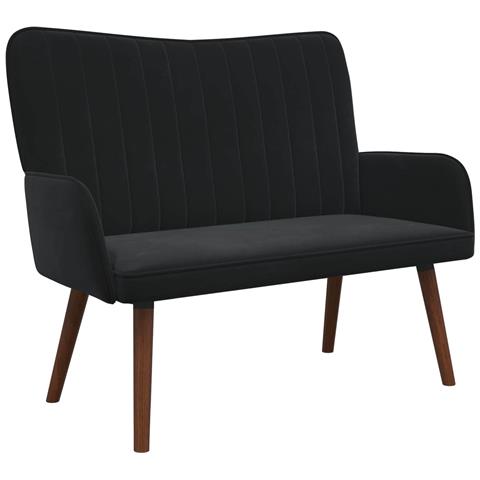 Sofa a Due Posti Nero 115 x 61 x 87 cm Velluto - Foto 1