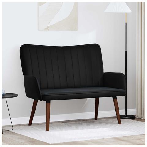 Sofa a Due Posti Nero 115 x 61 x 87 cm Velluto - Foto 2
