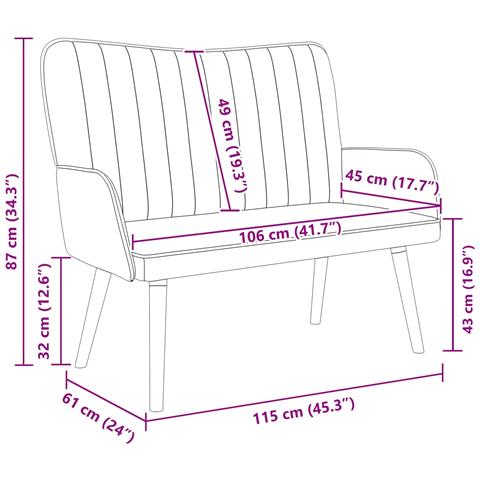 Sofa a Due Posti Nero 115 x 61 x 87 cm Velluto - Foto 9