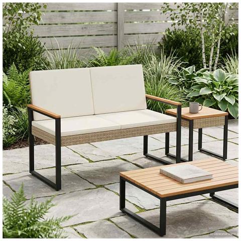 Panchina da esterno Beige e Bianco Crema 107 x 61 x 80 cm - Foto 2