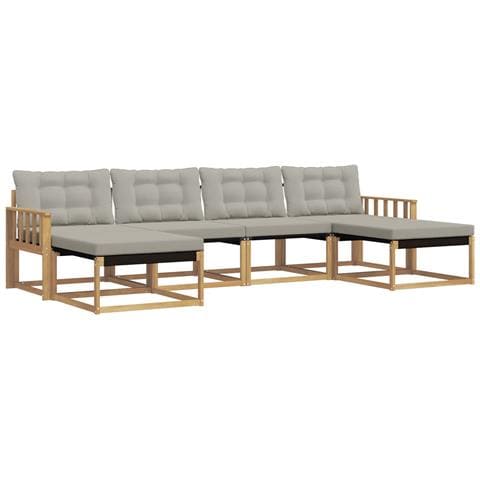 Set di divani da esterno 6 pcs Bianco e Grigio Chiaro - Foto 1
