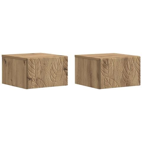 Mobiletto da notte a muro 2 pcs Rovere Artigianale - Foto 1