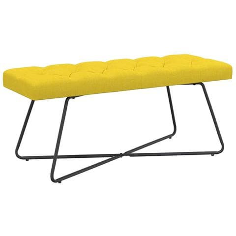 Panchina con bottoni imbottiti Giallo Chiaro 110 x 40 x 46 cm - Foto 1