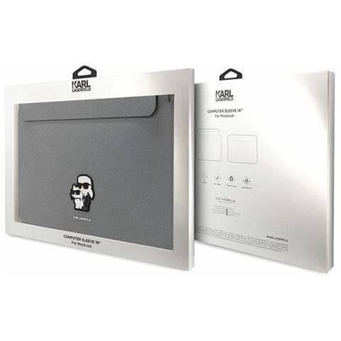 Karl Lagerfeld Saffiano Karl&choupette Custodia Per Laptop 16 - Argento - Foto 1