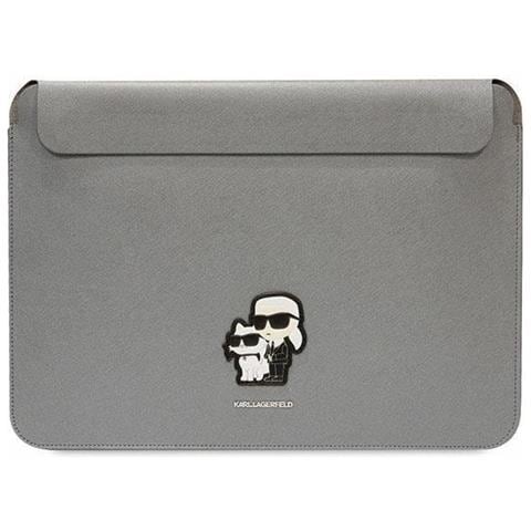 Karl Lagerfeld Saffiano Karl&choupette Custodia Per Laptop 16 - Argento - Foto 4