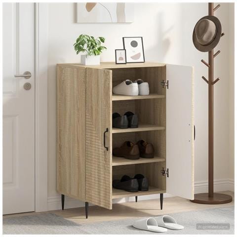 Mobile per scarpe HAARLEM 59,5 x 39,5 x 89,5 cm Rovere Sonoma - Foto 2