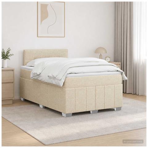 Letto box spring con materasso Crema 120 x 190 cm Tessuto - Foto 2