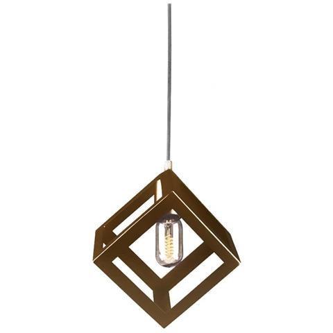 10 Lampadari V-tac Portalampada Geometrico Quadrato 3d Pendente Sospsensione E27 Oro - Foto 1
