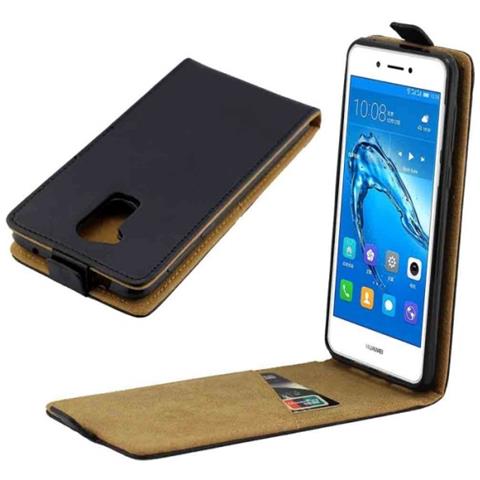 Cofi1453 Custodia A Portafoglio In Finta Pelle Nera Per Honor 6A – Con Cover Interna In Silicone, Slot Carte E Funzione Stand