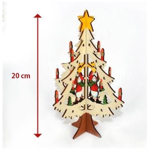 Albero In Legno A Incastro Con Personaggio Natalizio Decorazioni Natalizie - Foto 1