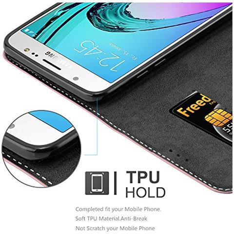 Custodia Compatibile Con Samsung Galaxy J7 2016 In Oro Rosato Nero - Coperchio Protettiva Con Chiusura Magnetica, Funzione Stand E Tasca Per Le Carte - Foto 2