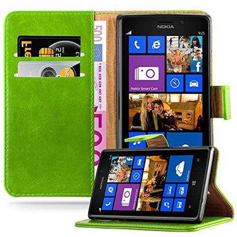 Custodia Compatibile Con Nokia Lumia 925 In Verde Erbe - Coperchio Protettiva Con Chiusura Magnetica, Funzione Stand E Tasca Per Le Carte - Foto 1