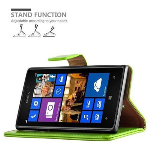 Custodia Compatibile Con Nokia Lumia 925 In Verde Erbe - Coperchio Protettiva Con Chiusura Magnetica, Funzione Stand E Tasca Per Le Carte - Foto 9
