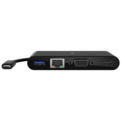 USB-C to Gigabit-Ethern. HDMI / VGA / USB-A-Adapter, black - Foto 1