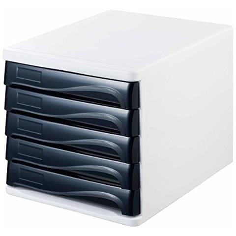 H6129498 - Schubladenbox Economia, 5 Ventilatore, Scrivibile, Bianco / nero - Foto 1