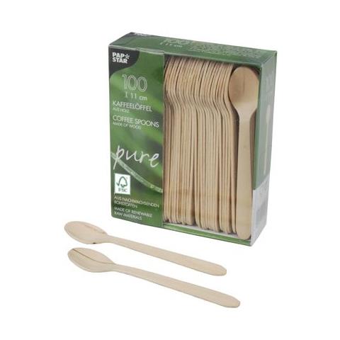 84841 cucchiaio monouso Cucchiaino da caffè monouso Legno 100 pz - Foto 1
