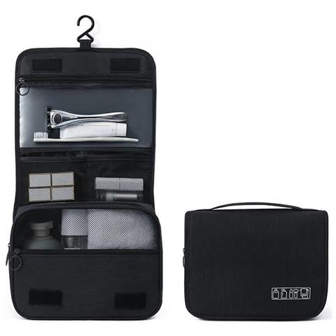 Beauty Case Sospeso Con Gancio In Poliestere Nero Black - Foto 1