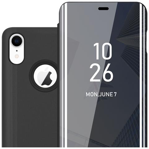 Custodia Compatibile Con Apple Iphone Xr In Tormalina Nera - Clear View Specchio Coperchio Protettivo Con Funzione Di Supporto Protezione A 360 Gradi - Foto 1