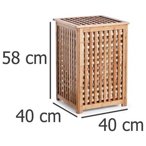 Cesto Portabiancheria In Bambù Con Coperchio - Cartuccia Rimovibile 92 Litri, Bamboo - Foto 6