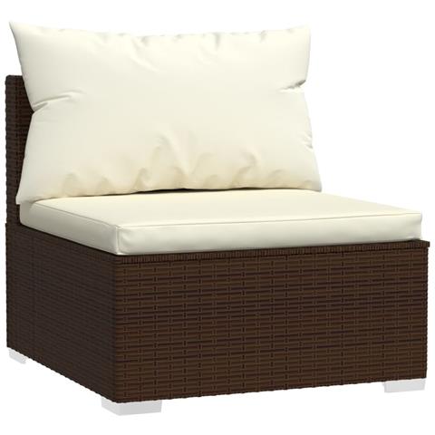 Set Divani Da Giardino 4 Pz Con Cuscini In Polyrattan Marrone - Foto 8