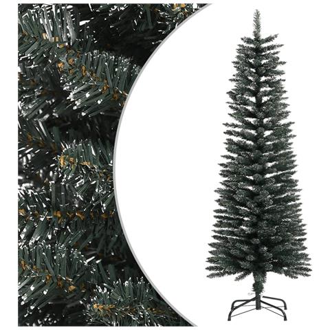 Albero Di Natale Artificiale Sottile Con Base Verde 120 Cm Pvc - Foto 1