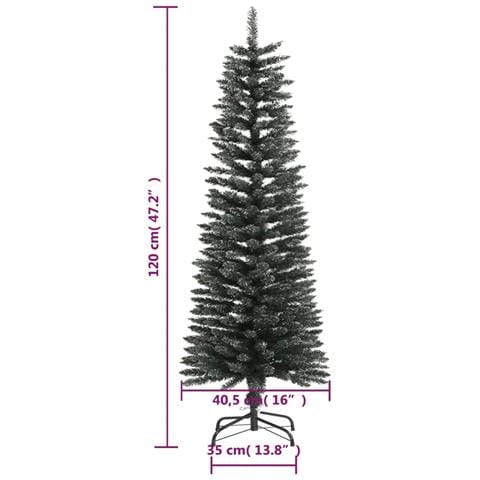 Albero Di Natale Artificiale Sottile Con Base Verde 120 Cm Pvc - Foto 7