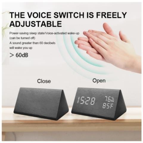 Sveglia A Led In Legno, Con Temperatura E Umidità - Foto 11