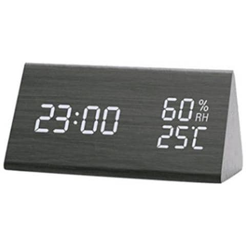 Sveglia A Led In Legno, Con Temperatura E Umidità - Foto 1