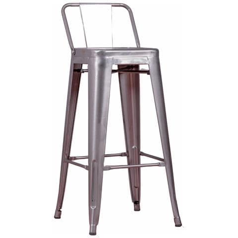 Sgabello Industriale In Acciaio Metallizzato Con Schienale Basso (76 Cm) - Bistro - Foto 1