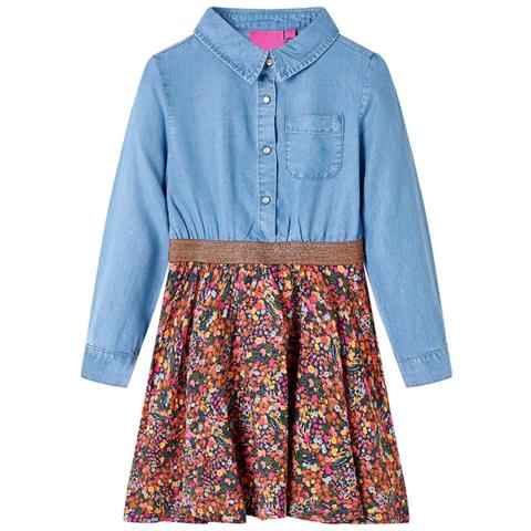 Abito Da Bambina A Maniche Lunghe Blu Marino E Blu Denim 92 - Foto 1