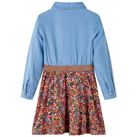 Abito Da Bambina A Maniche Lunghe Blu Marino E Blu Denim 92 - Foto 2