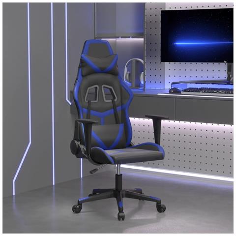 Sedia Da Gaming Massaggiante Nero E Blu In Similpelle - Foto 1
