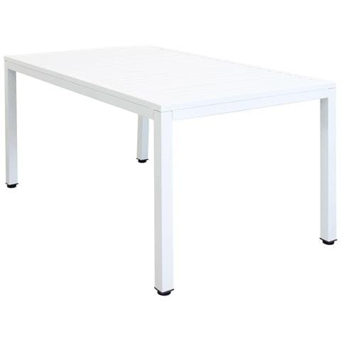 Tavolo Rettangolare 150x90 Cm Da Giardino Con Struttura In Alluminio E Piano Effetto Doghe Orizzontali Calabria - Foto 1