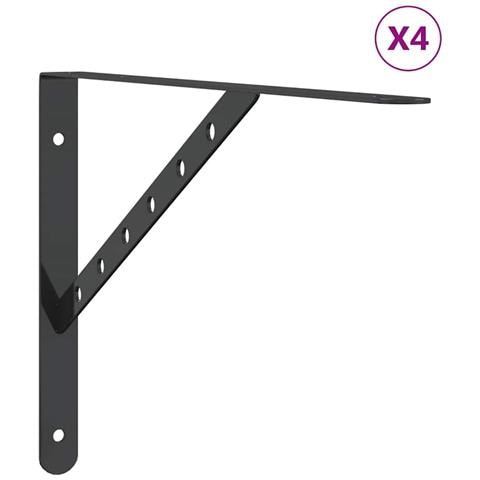 Staffe Per Mensola 4 Pz 40x2,5x25 Cm In Acciaio Inox Nero - Foto 1