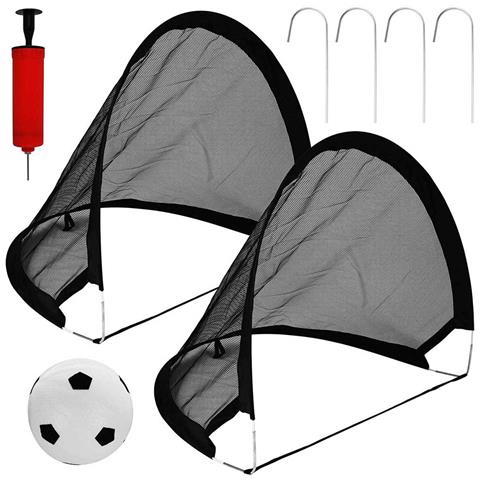 Set 2 Porte da Calcio Pop-Up Pieghevoli Bambini con Pallone e Custodia 120x86cm - Foto 1