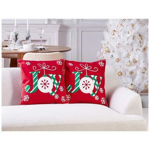 Set Di 2 Cuscini Gingerbread Cotone 45 X 45 Cm Rosso Modello Natalizio - Foto 1