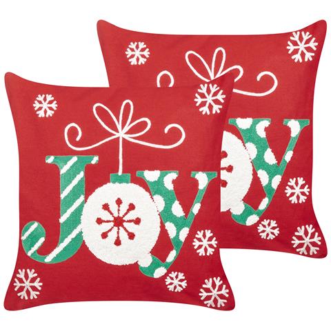 Set Di 2 Cuscini Gingerbread Cotone 45 X 45 Cm Rosso Modello Natalizio - Foto 2