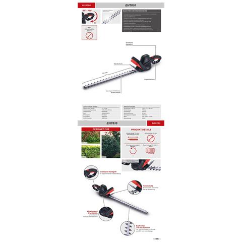 Tagliasiepi Elettrico 230 V 600w Lama 71 Cm Eht610 - Foto 2
