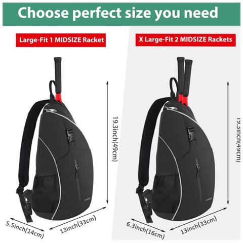 Borsa Da Racchetta Da Badminton Impermeabile, Borsa Da Tennis A Tracolla Singola Black - Foto 5