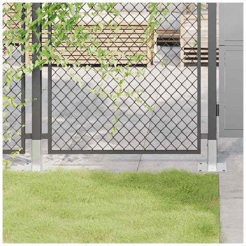 Basi per Pali Quadrate 4 pz Argento 51x51 mm in Acciaio Zincato - Foto 1