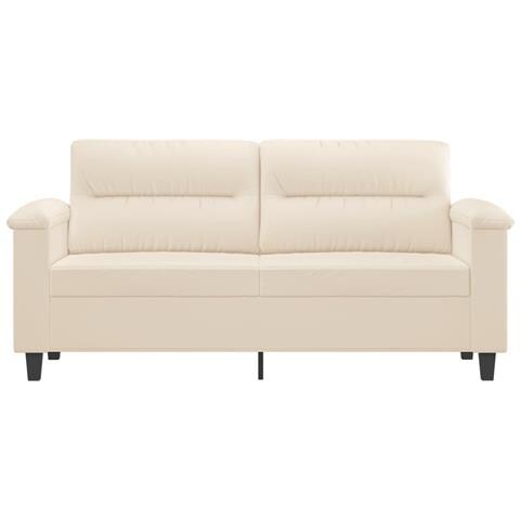 Divano A 2 Posti Beige 140 Cm In Tessuto Microfibra - Foto 3