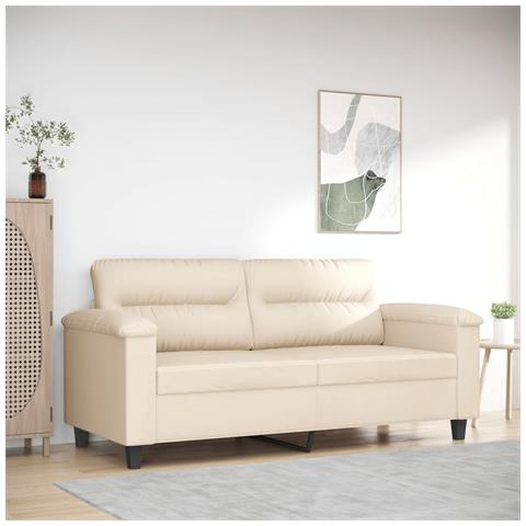 Divano A 2 Posti Beige 140 Cm In Tessuto Microfibra - Foto 1