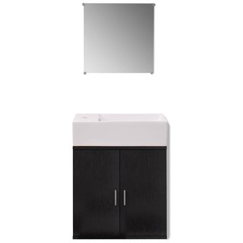 Set Mobili Da Bagno Con Lavabo 3 Pz Nero - Foto 2