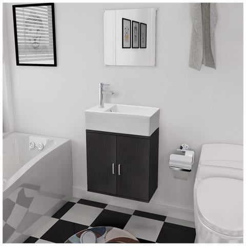 Set Mobili Da Bagno Con Lavabo 3 Pz Nero - Foto 8