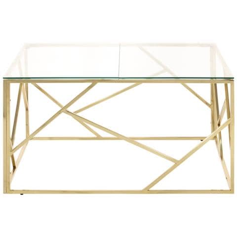 Tavolino Salotto Dorato Acciaio Inossidabile E Vetro Temperato - Foto 1