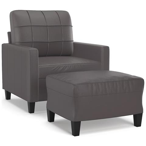 Poltrona con Poggiapiedi Grigio 60 cm in Similpelle - Foto 1